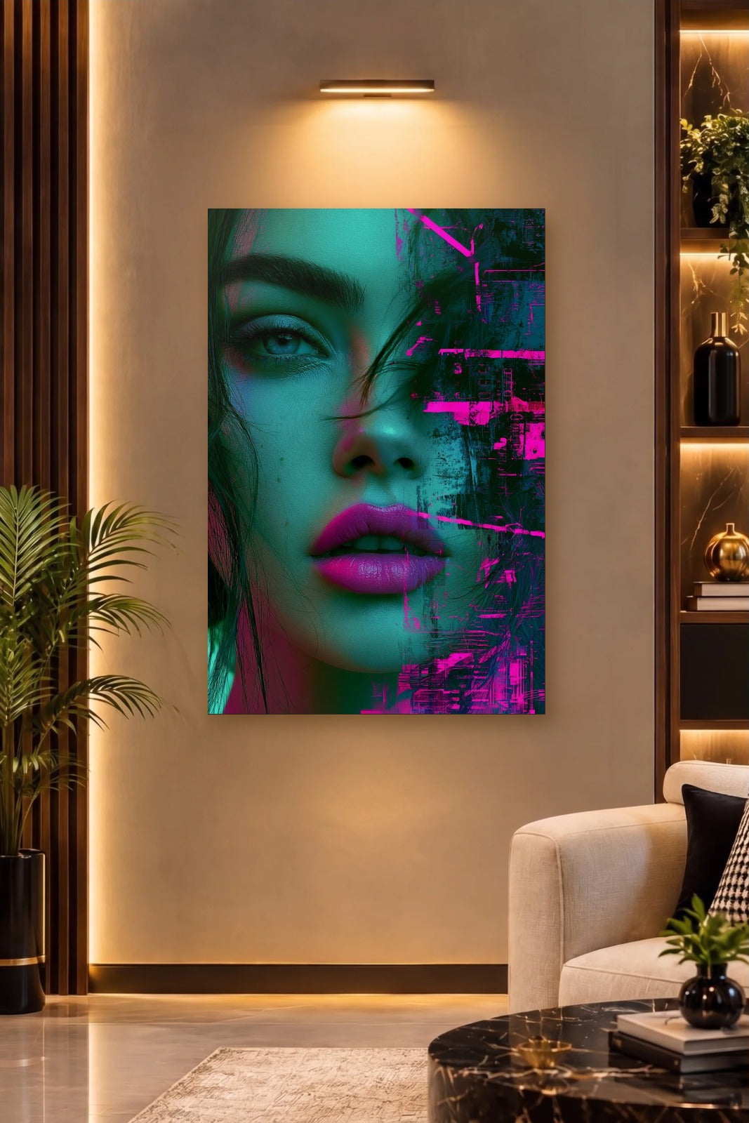 Expressions Art acrylic wall art on a warm-lit luxury wall