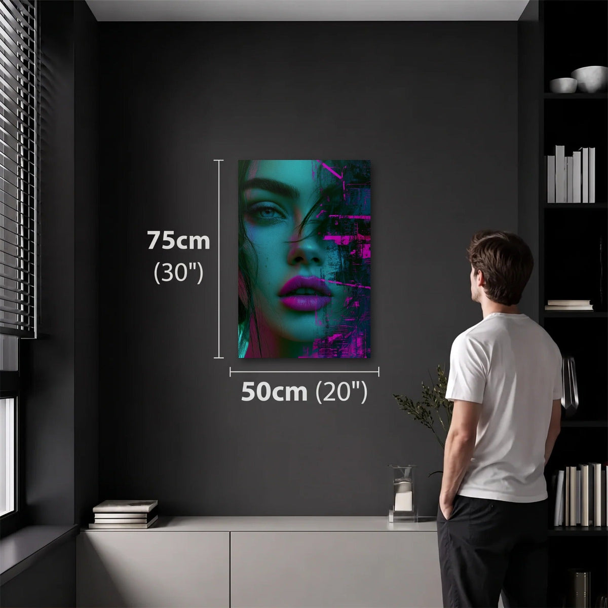 Expressions Art 50x75 cm acrylic wall art in a dark modern room