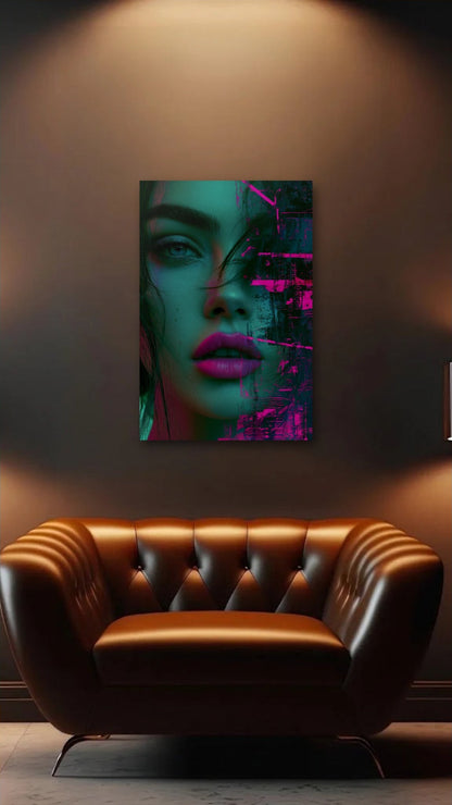 Expressions Art acrylic wall art above a leather armchair