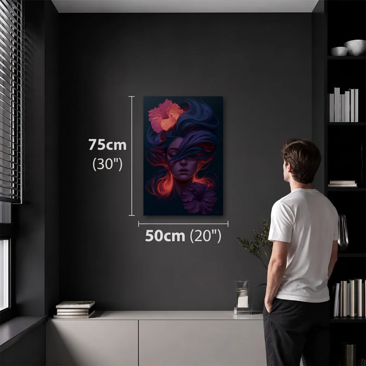 Expressions Art 50x75 cm acrylic wall art in a dark modern room