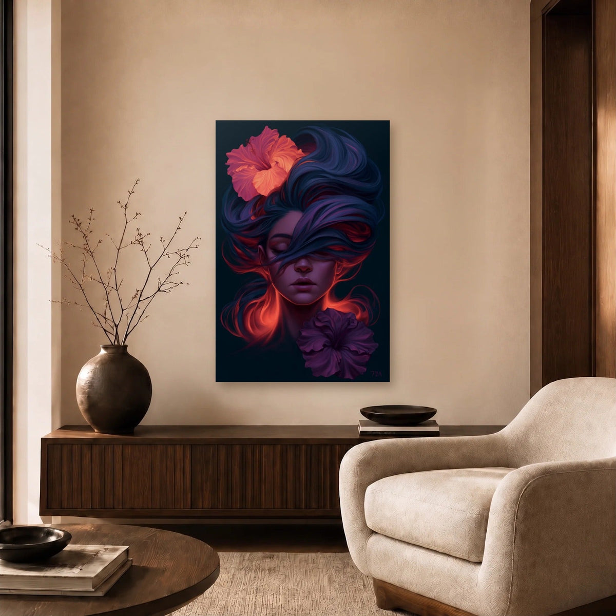 Expressions Art acrylic wall art in a beige living room