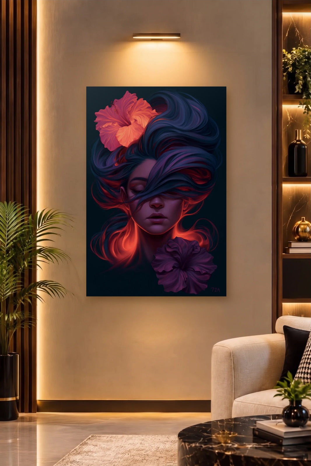 Expressions Art acrylic wall art on a warm-lit luxury wall