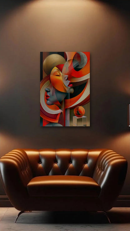 Expressions Art acrylic wall art above a leather armchair