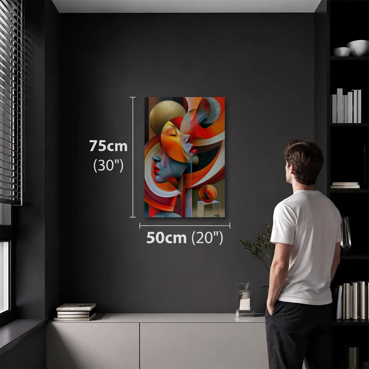 Expressions Art 50x75 cm acrylic wall art in a dark modern room