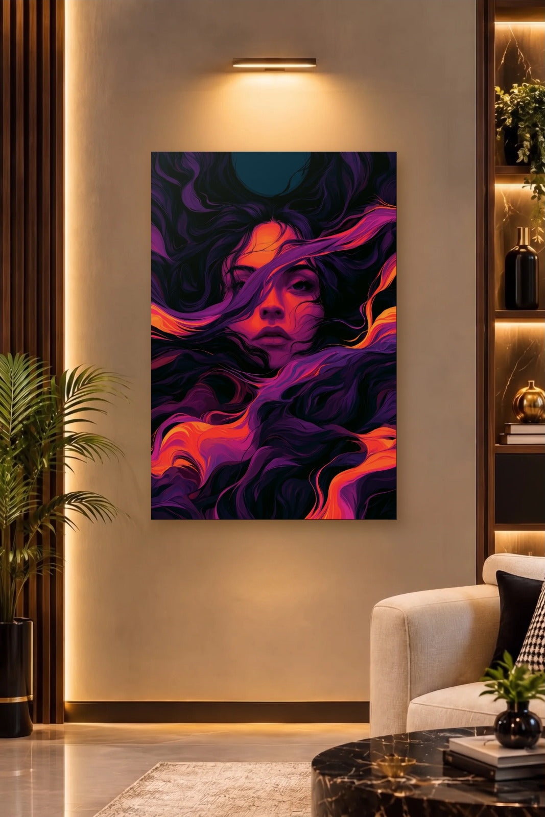 Expressions Art acrylic wall art on a warm-lit luxury wall