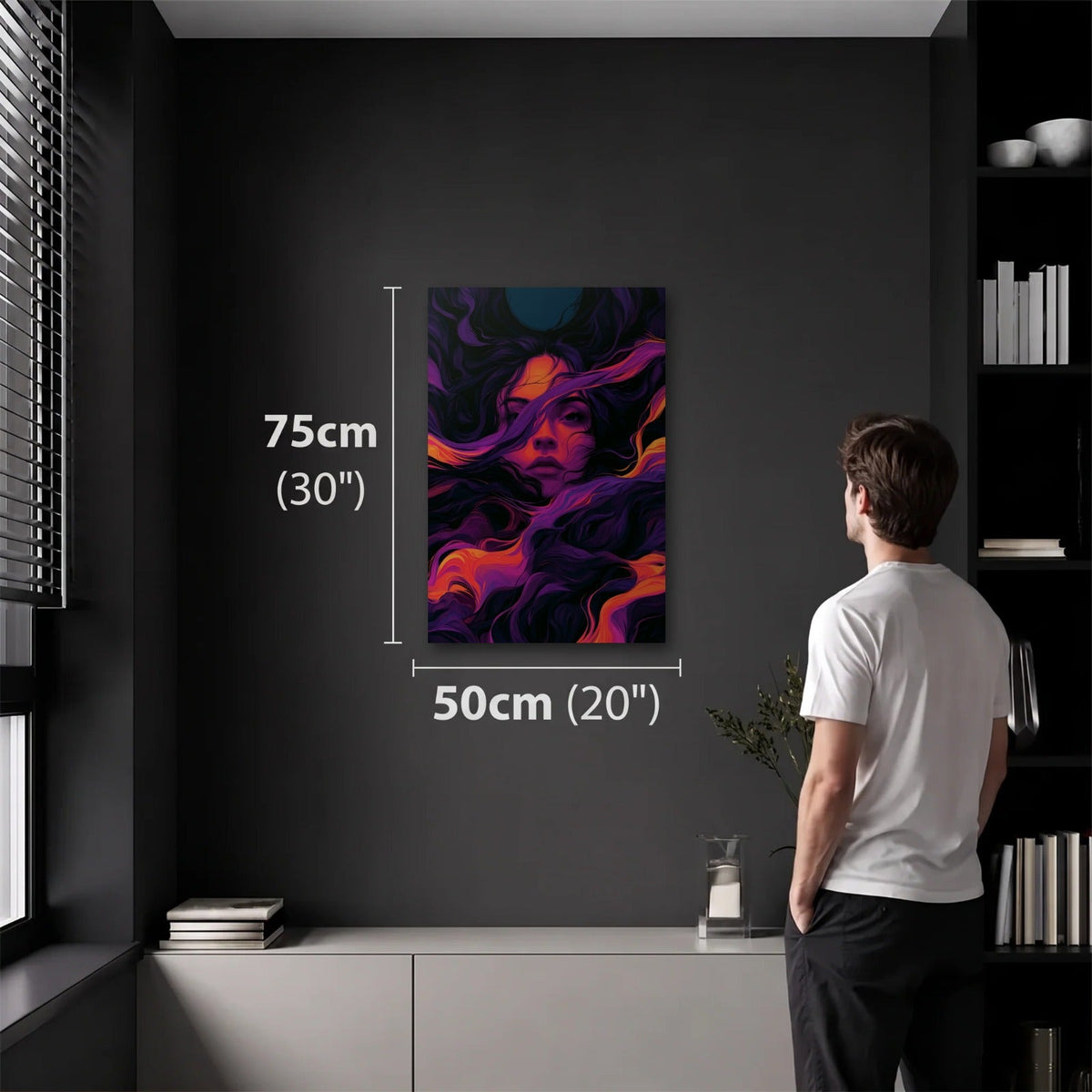 Expressions Art 50x75 cm acrylic wall art in a dark modern room