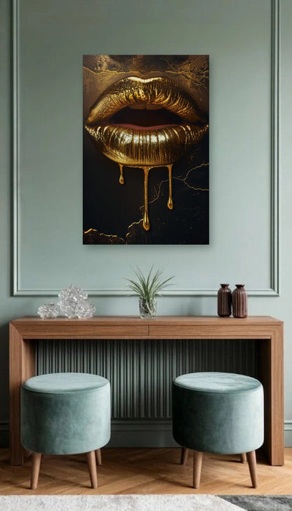 Expressions Art acrylic wall art above a wooden console
