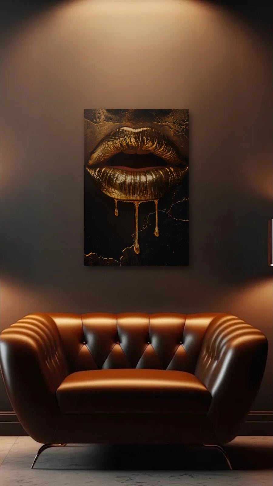 Expressions Art acrylic wall art above a leather armchair