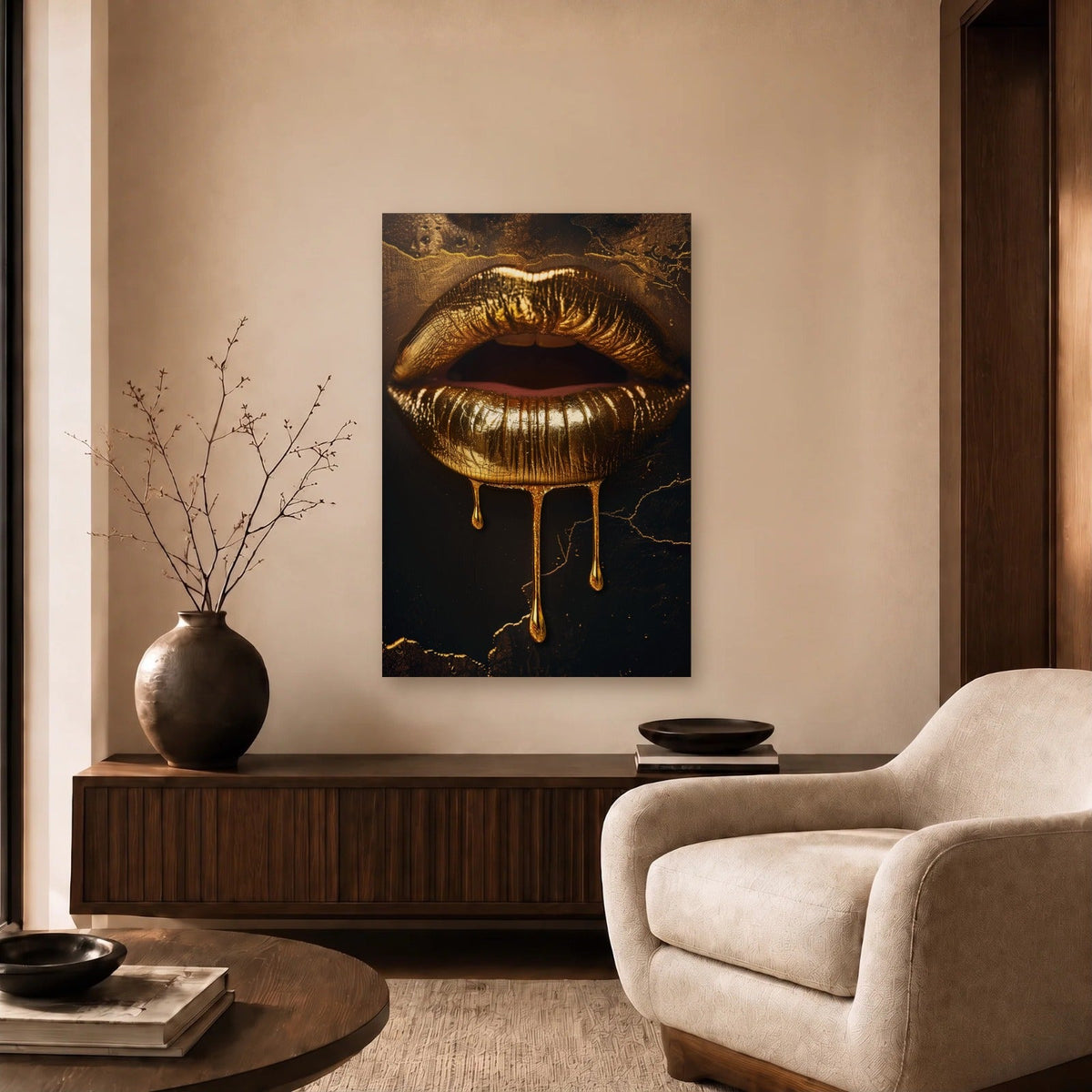 Expressions Art acrylic wall art in a beige living room