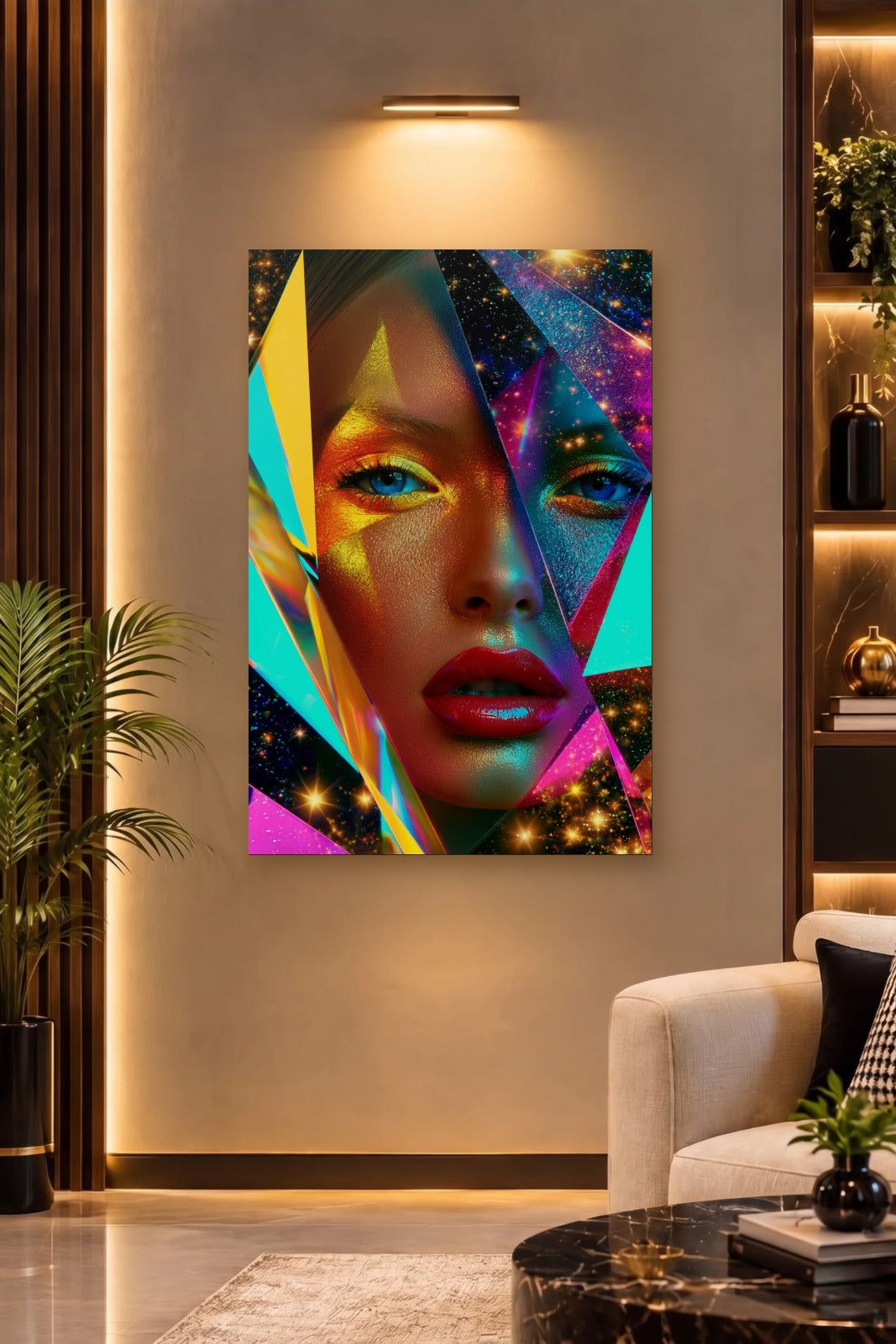 Expressions Art acrylic wall art on a warm-lit luxury wall