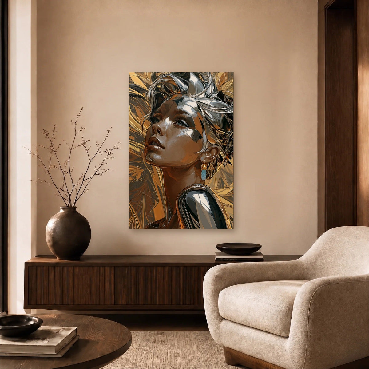 Expressions Art acrylic wall art in a beige living room