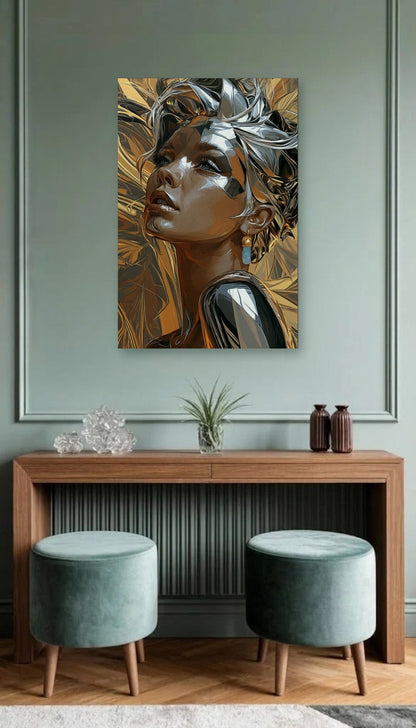 Expressions Art acrylic wall art above a wooden console