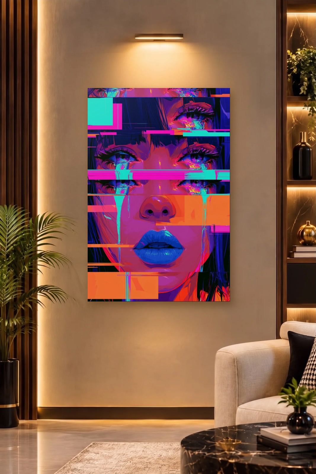 Expressions Art acrylic wall art on a warm-lit luxury wall