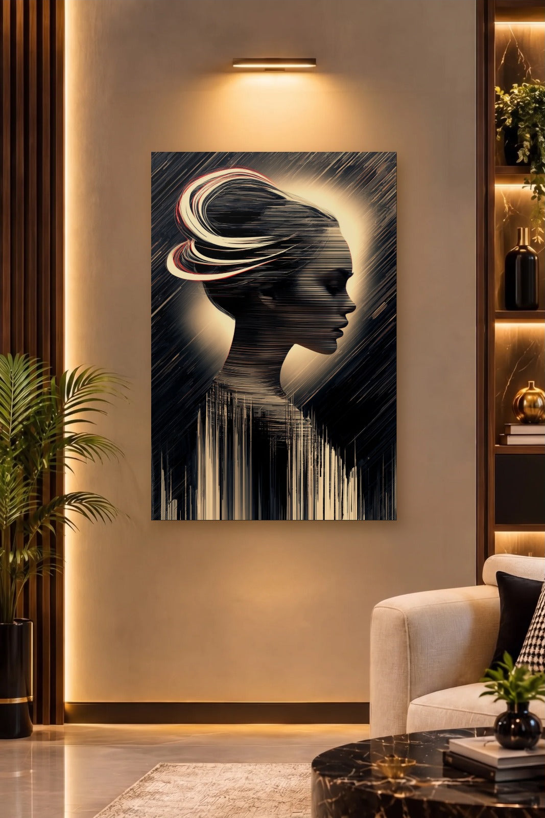 Expressions Art acrylic wall art on a warm-lit luxury wall