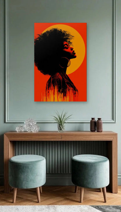 Expressions Art acrylic wall art above a wooden console