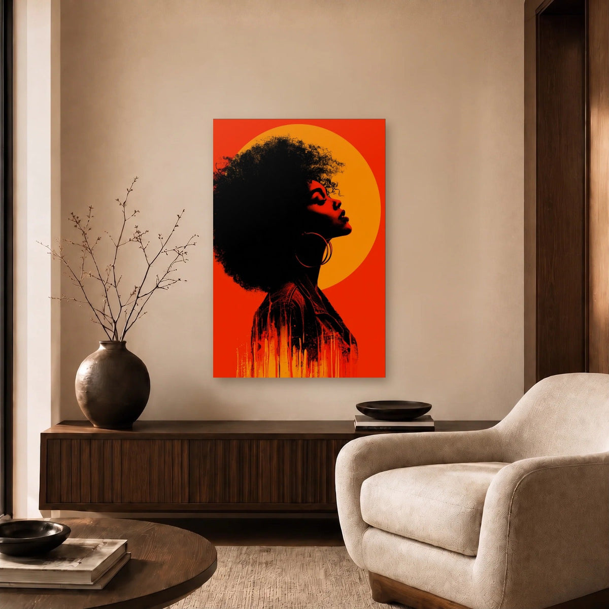 Expressions Art acrylic wall art in a beige living room