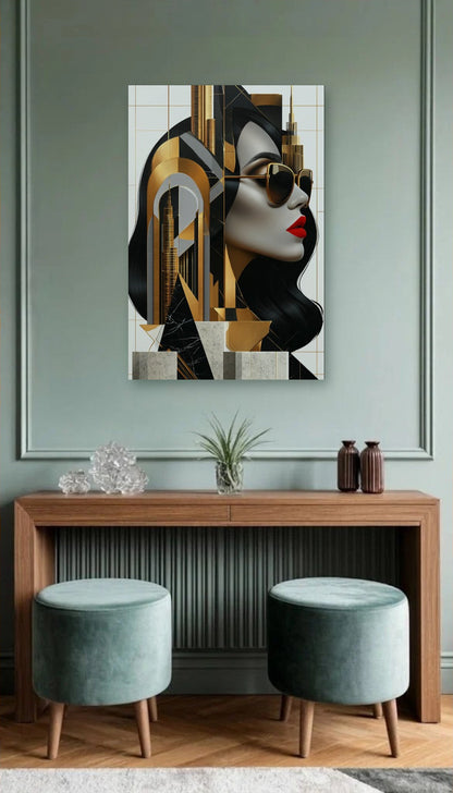 Expressions Art acrylic wall art above a wooden console
