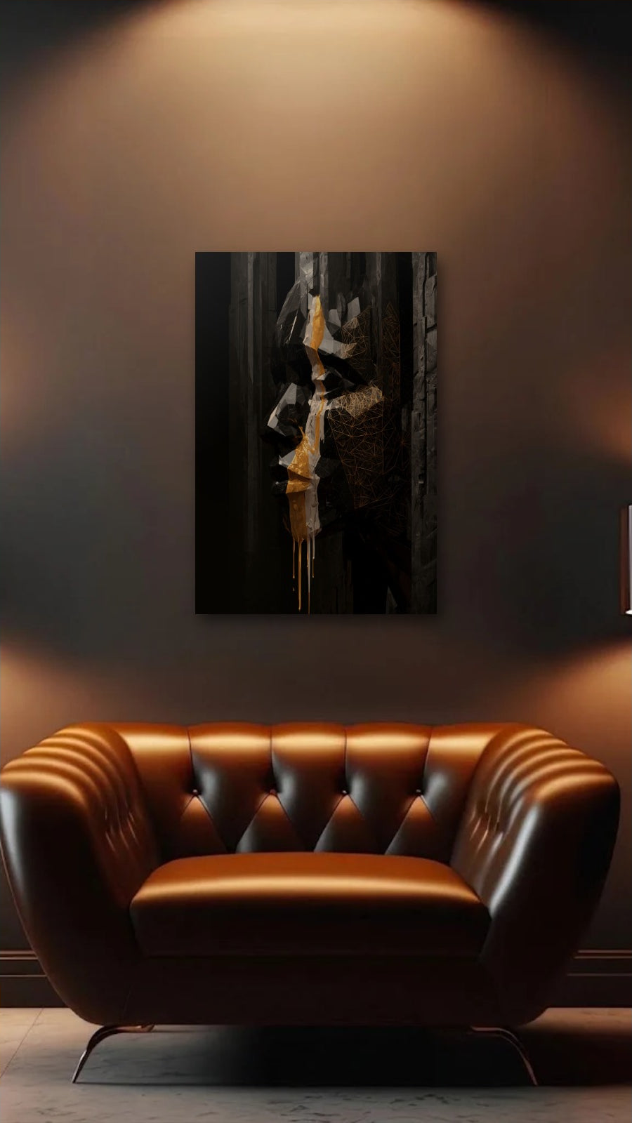 Expressions Art acrylic wall art above a leather armchair