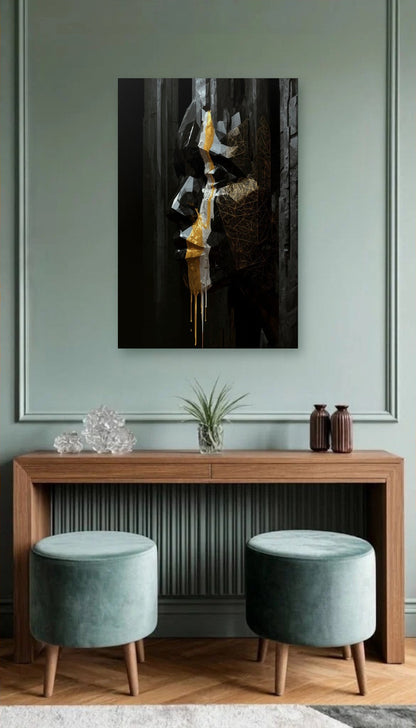 Expressions Art acrylic wall art above a wooden console