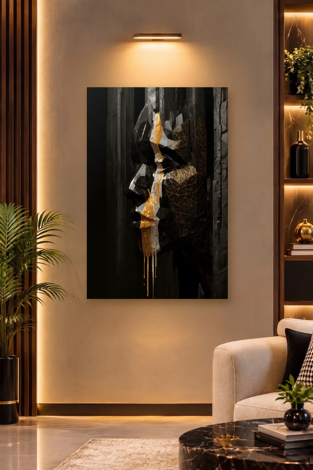 Expressions Art acrylic wall art on a warm-lit luxury wall