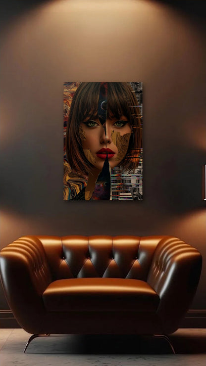Expressions Art acrylic wall art above a leather armchair