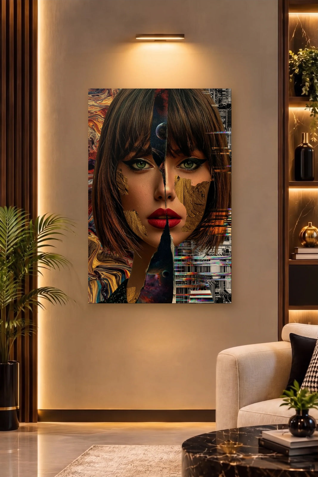 Expressions Art acrylic wall art on a warm-lit luxury wall