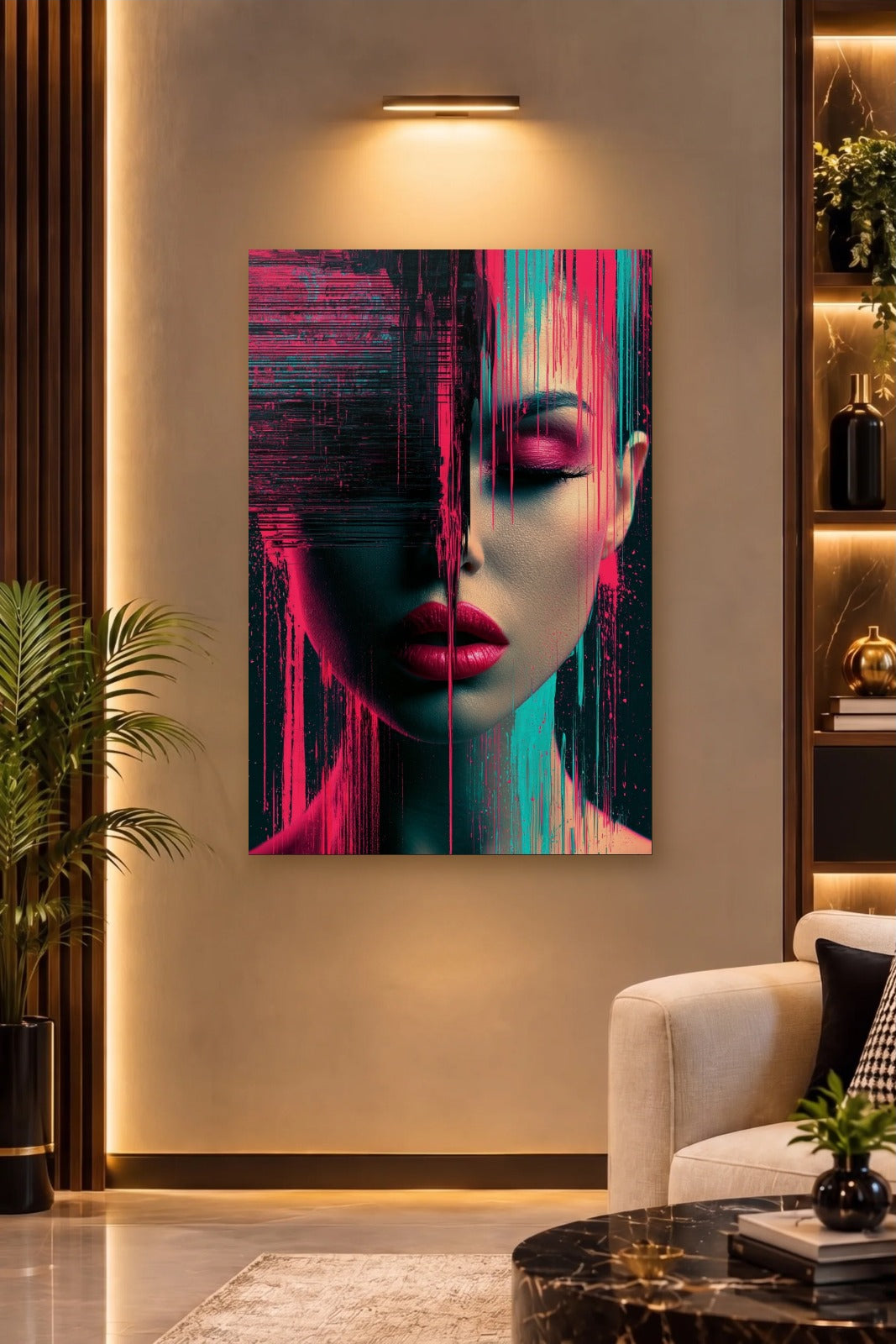 Expressions Art acrylic wall art on a warm-lit luxury wall