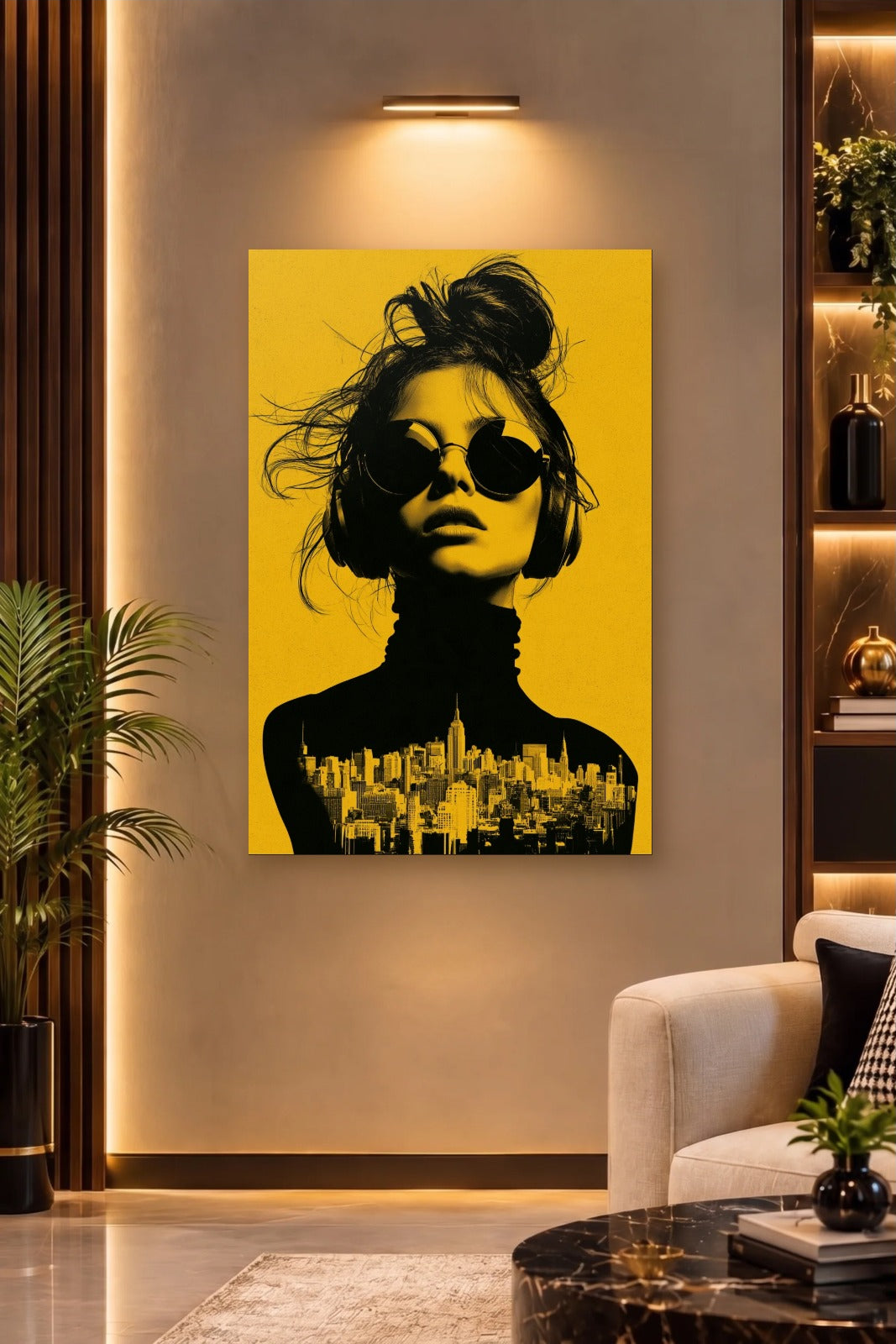 Expressions Art acrylic wall art on a warm-lit luxury wall