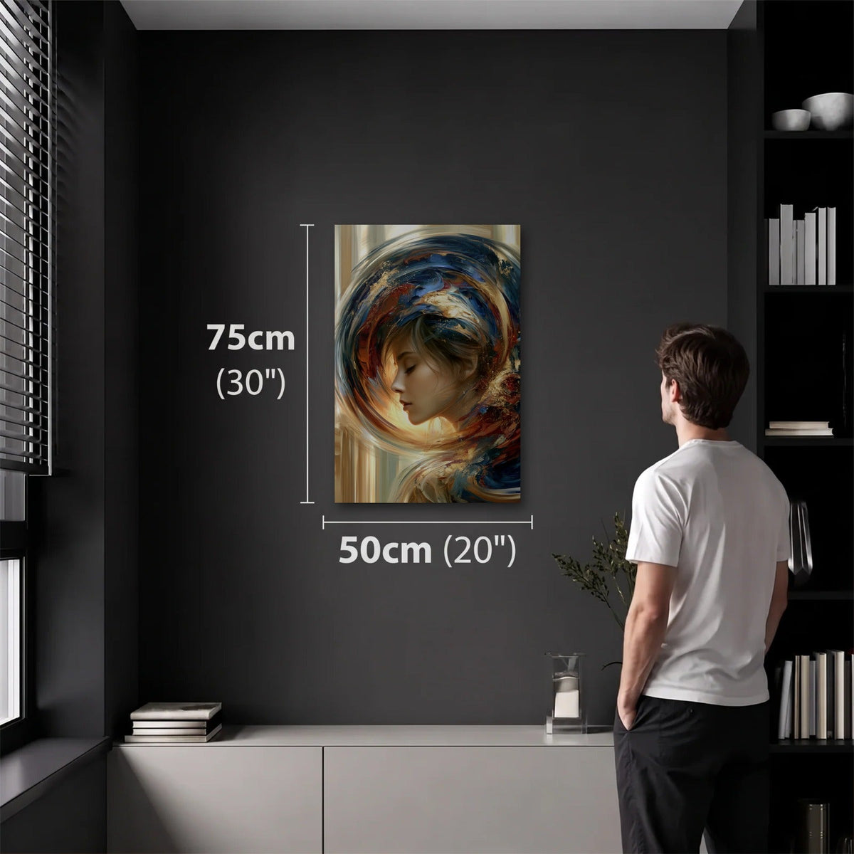 Luxury Art 50x75 cm acrylic wall art in a dark modern room