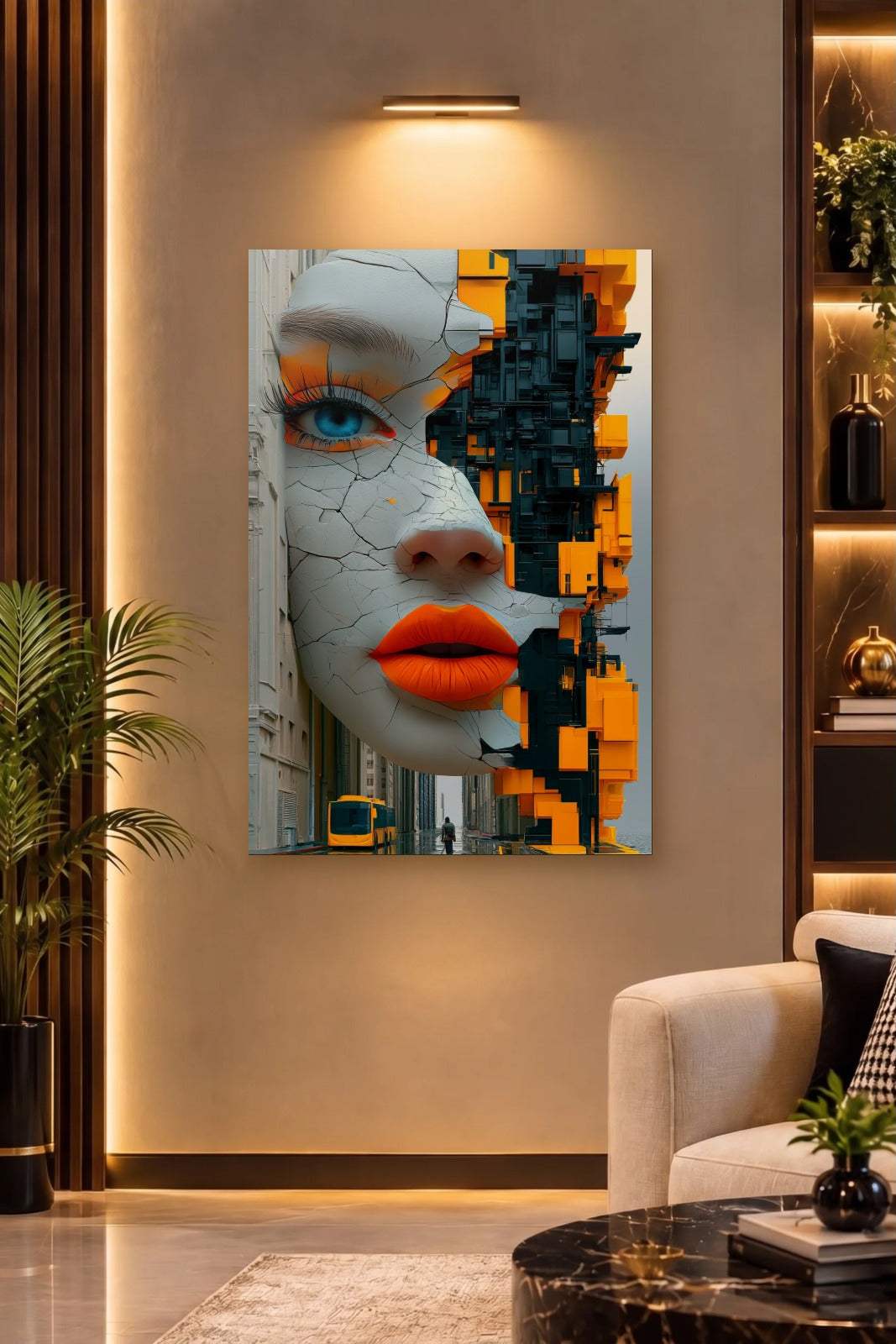 Expressions Art acrylic wall art on a warm-lit luxury wall