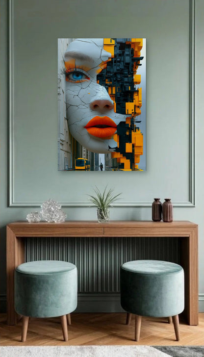 Expressions Art acrylic wall art above a wooden console