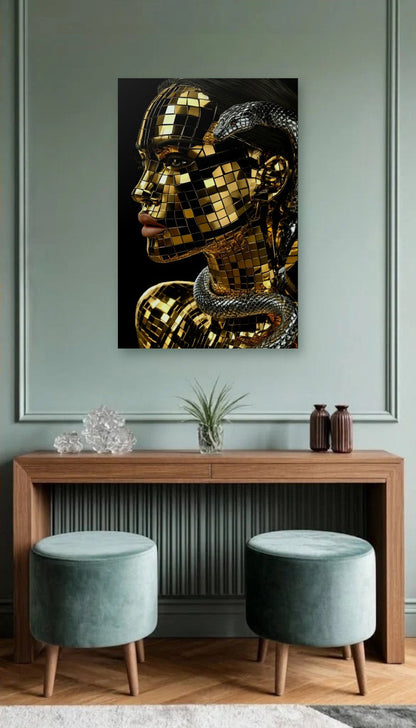 Luxury Art acrylic wall art above a wooden console