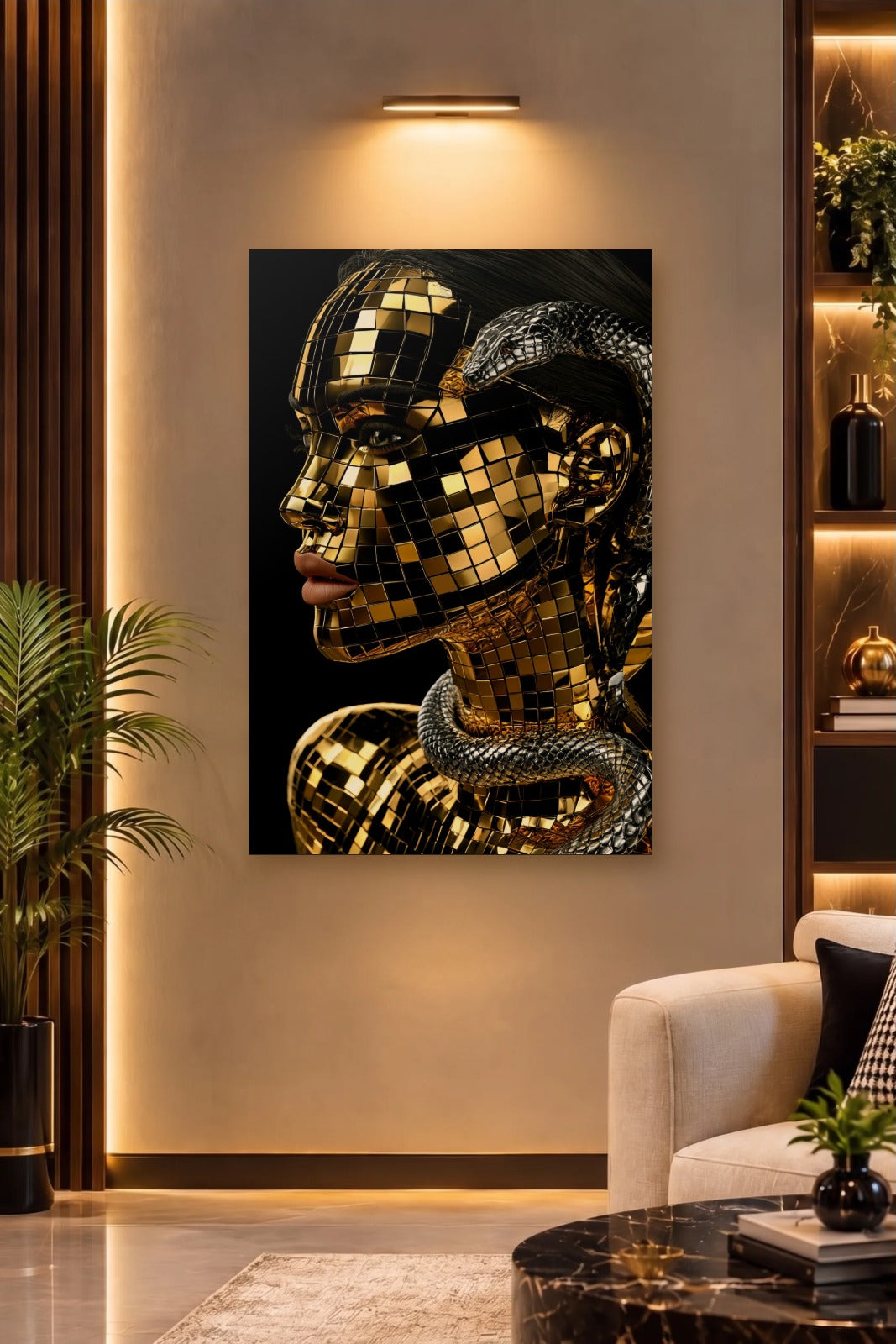 Luxury Art acrylic wall art on a warm-lit luxury wall