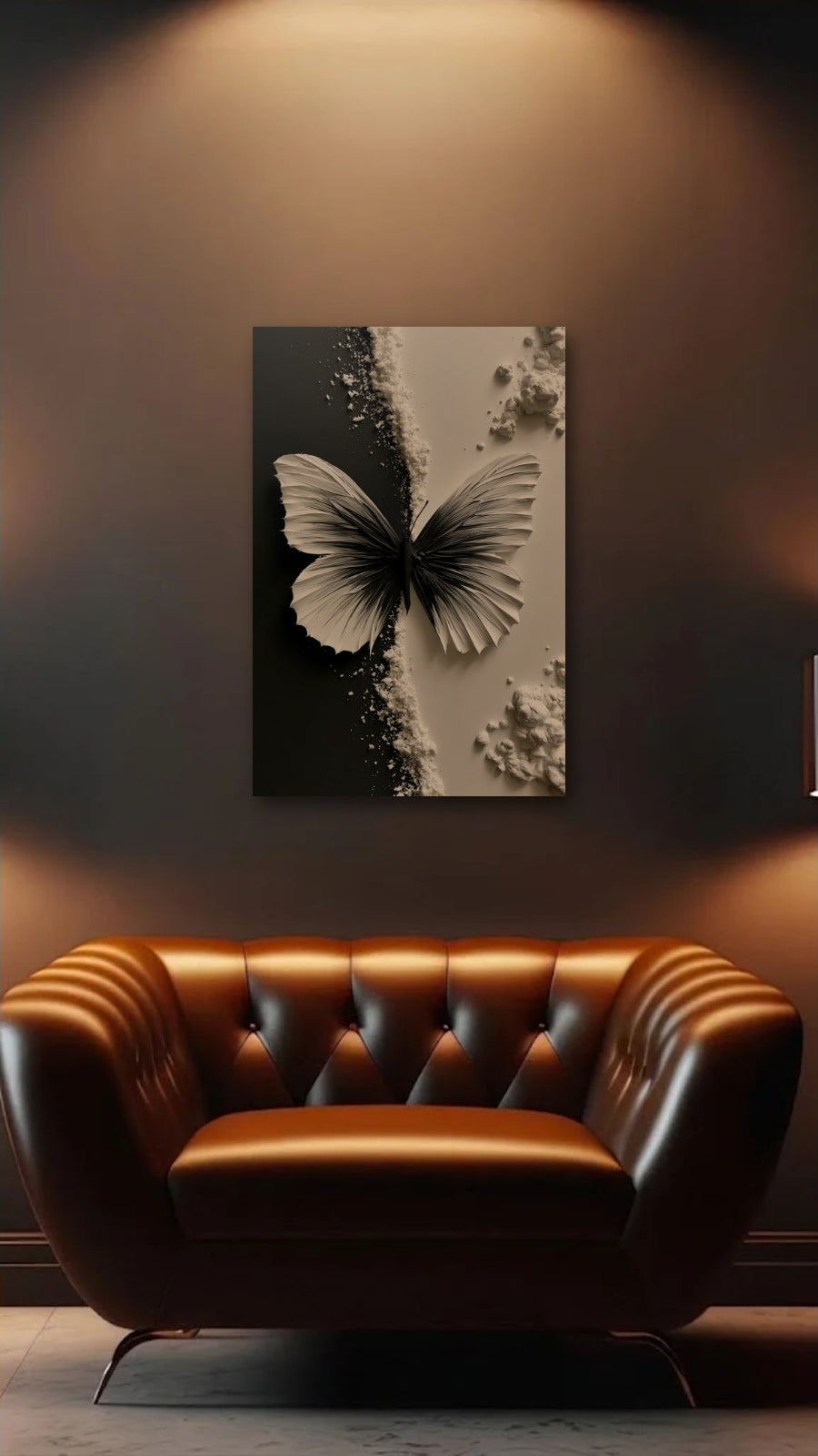 Luxury Art acrylic wall art above a leather armchair