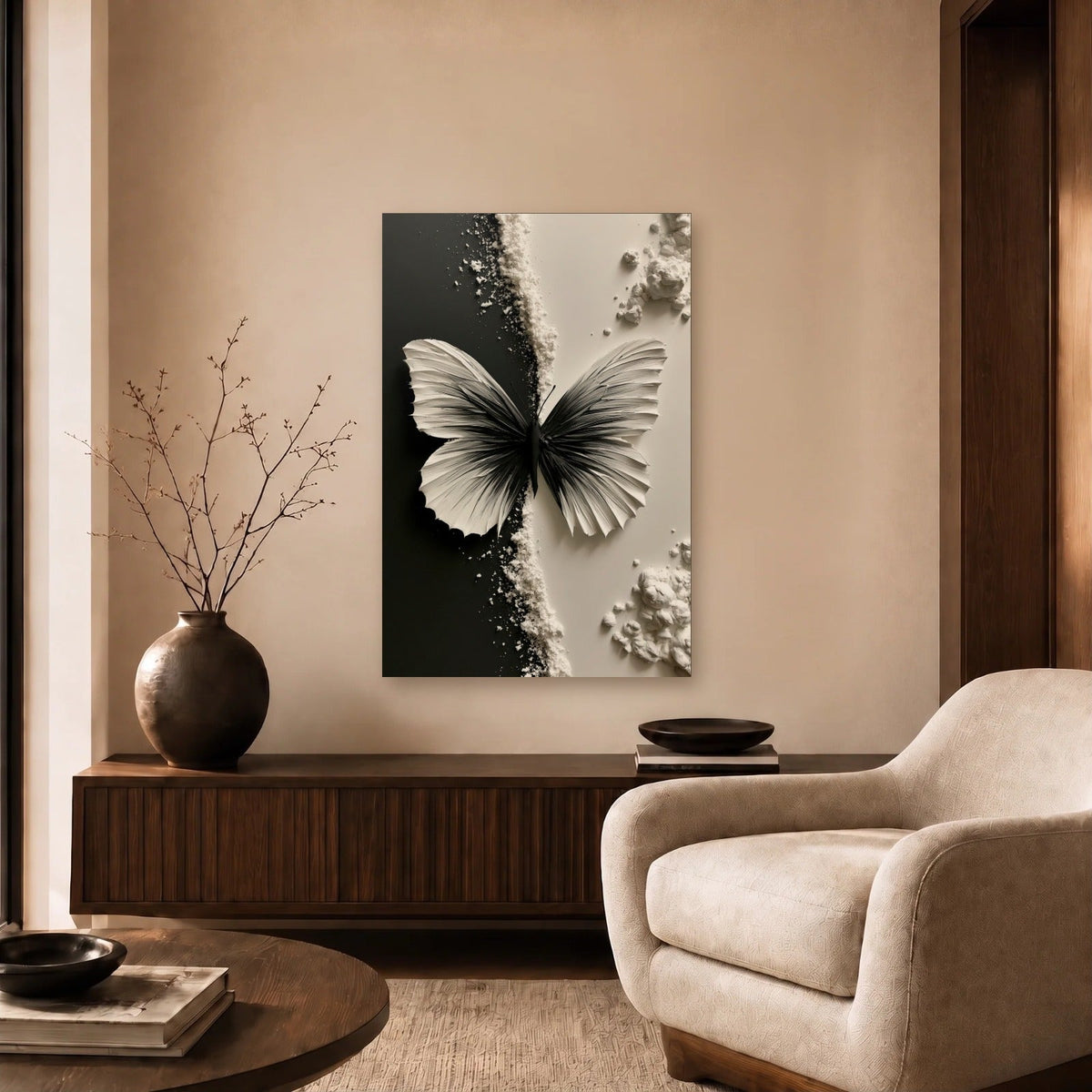 Luxury Art acrylic wall art in a beige living room