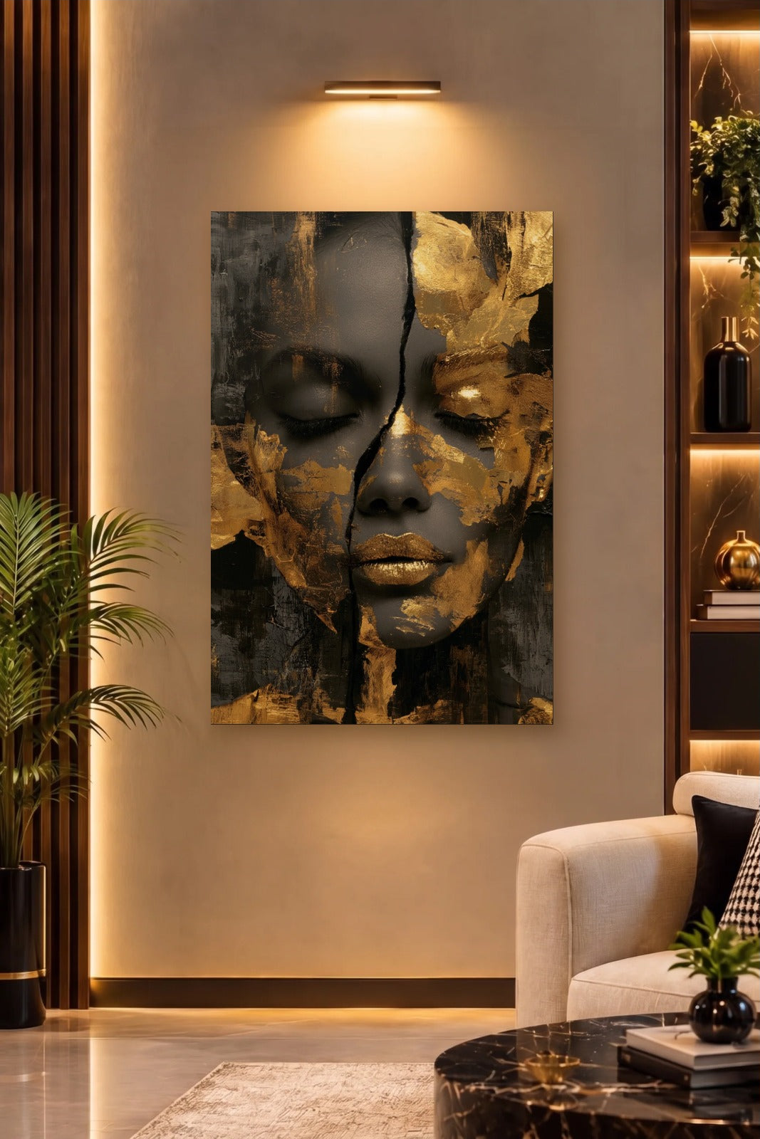 Luxury Art acrylic wall art on a warm-lit luxury wall