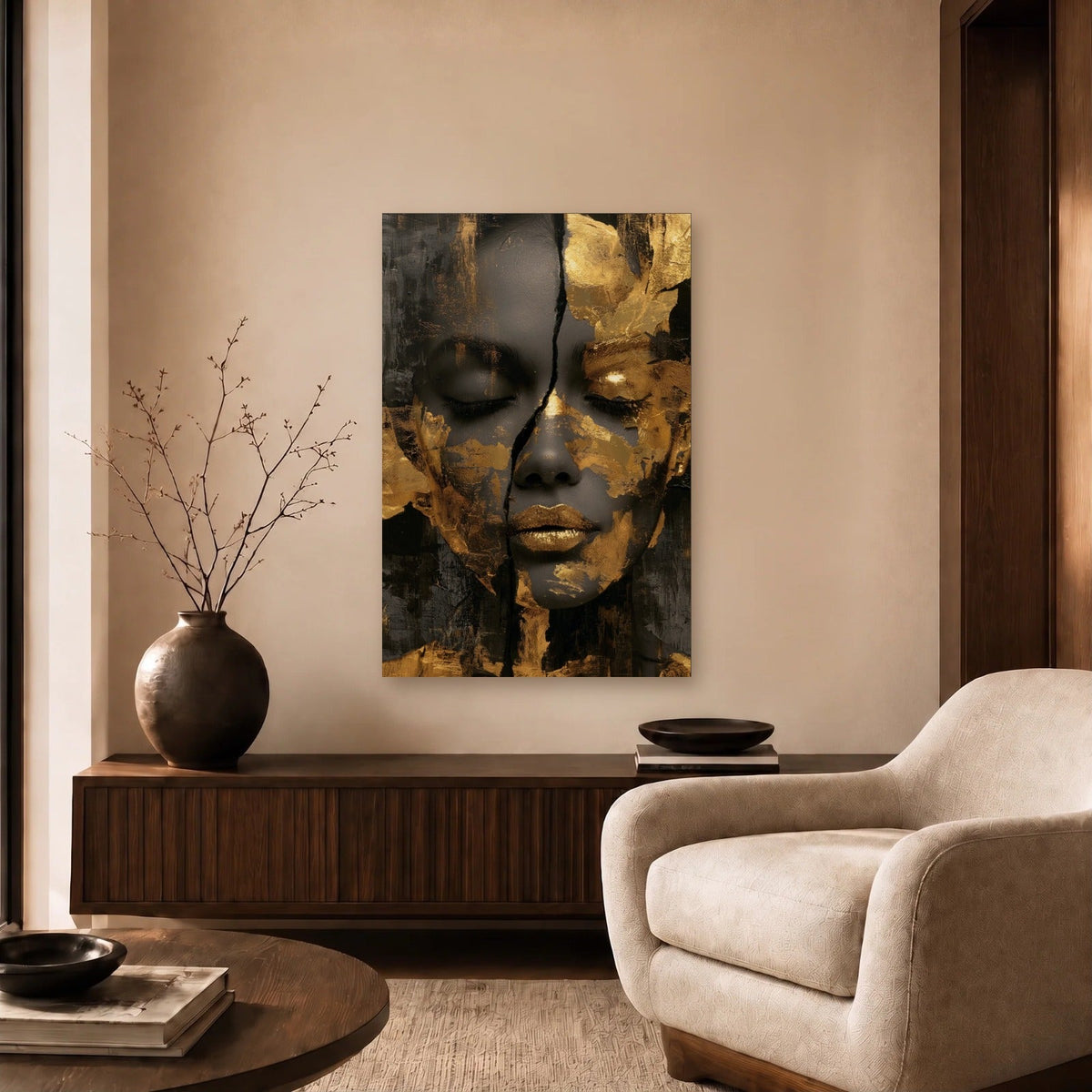 Luxury Art acrylic wall art in a beige living room