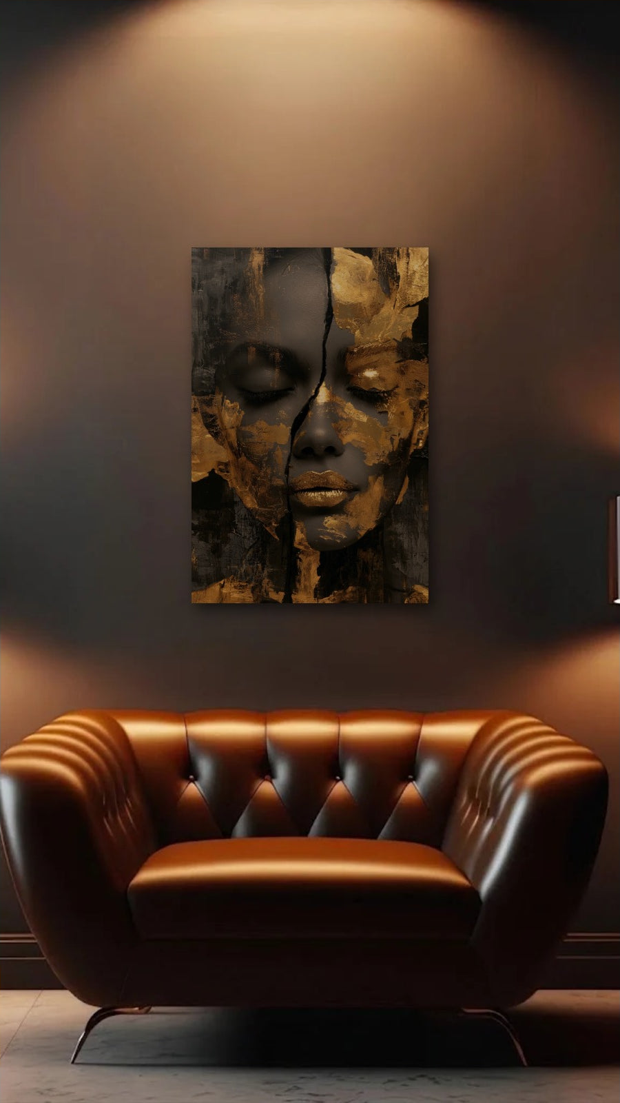 Luxury Art acrylic wall art above a leather armchair