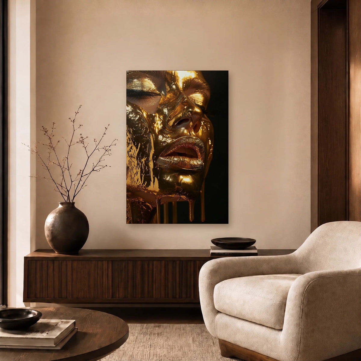 Expressions Art acrylic wall art in a beige living room