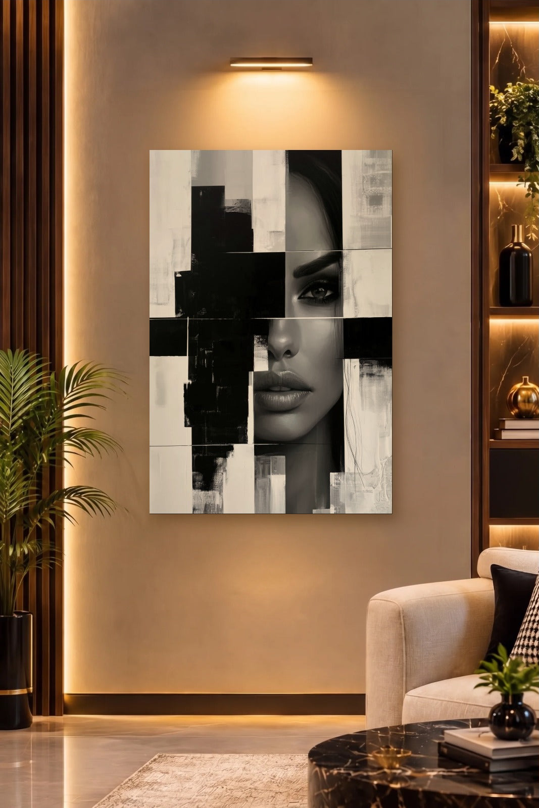 Expressions Art acrylic wall art on a warm-lit luxury wall