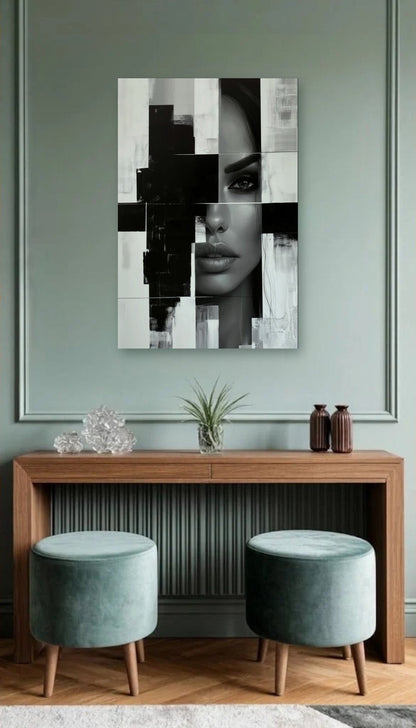 Expressions Art acrylic wall art above a wooden console