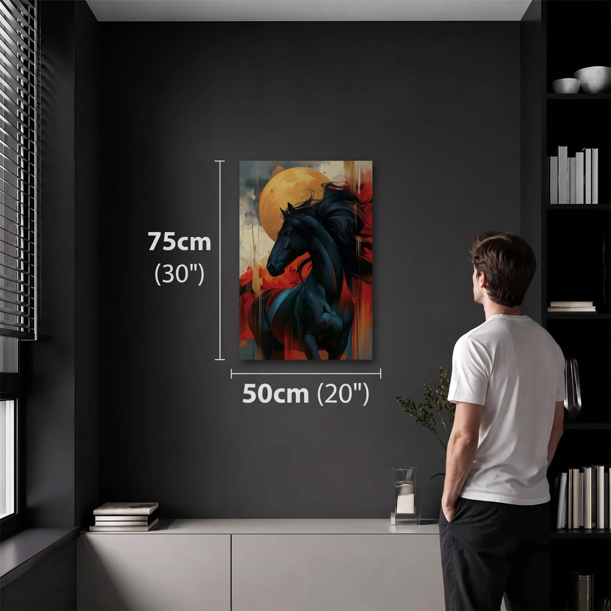 Wild Art 50x75 cm acrylic wall art in a dark modern room