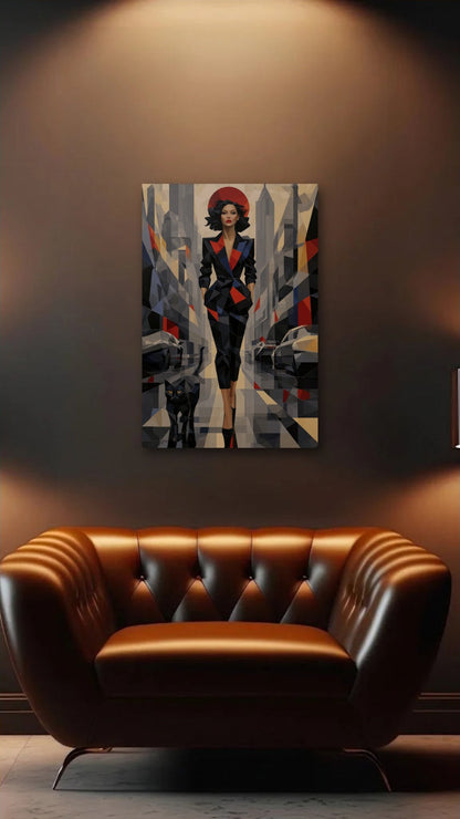 Luxury Art acrylic wall art above a leather armchair