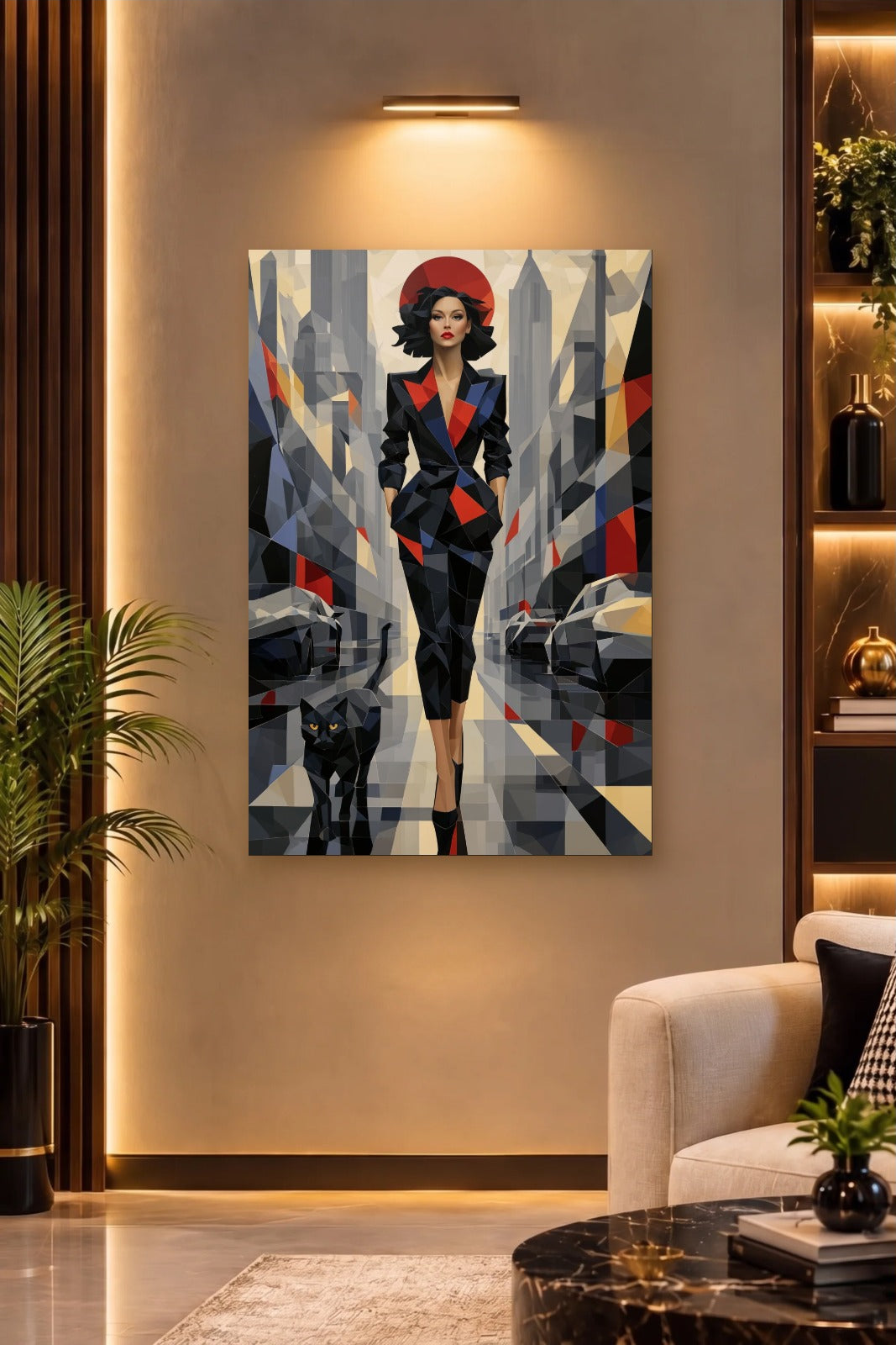 Luxury Art acrylic wall art on a warm-lit luxury wall
