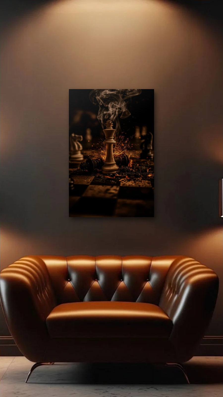 Luxury Art acrylic wall art above a leather armchair