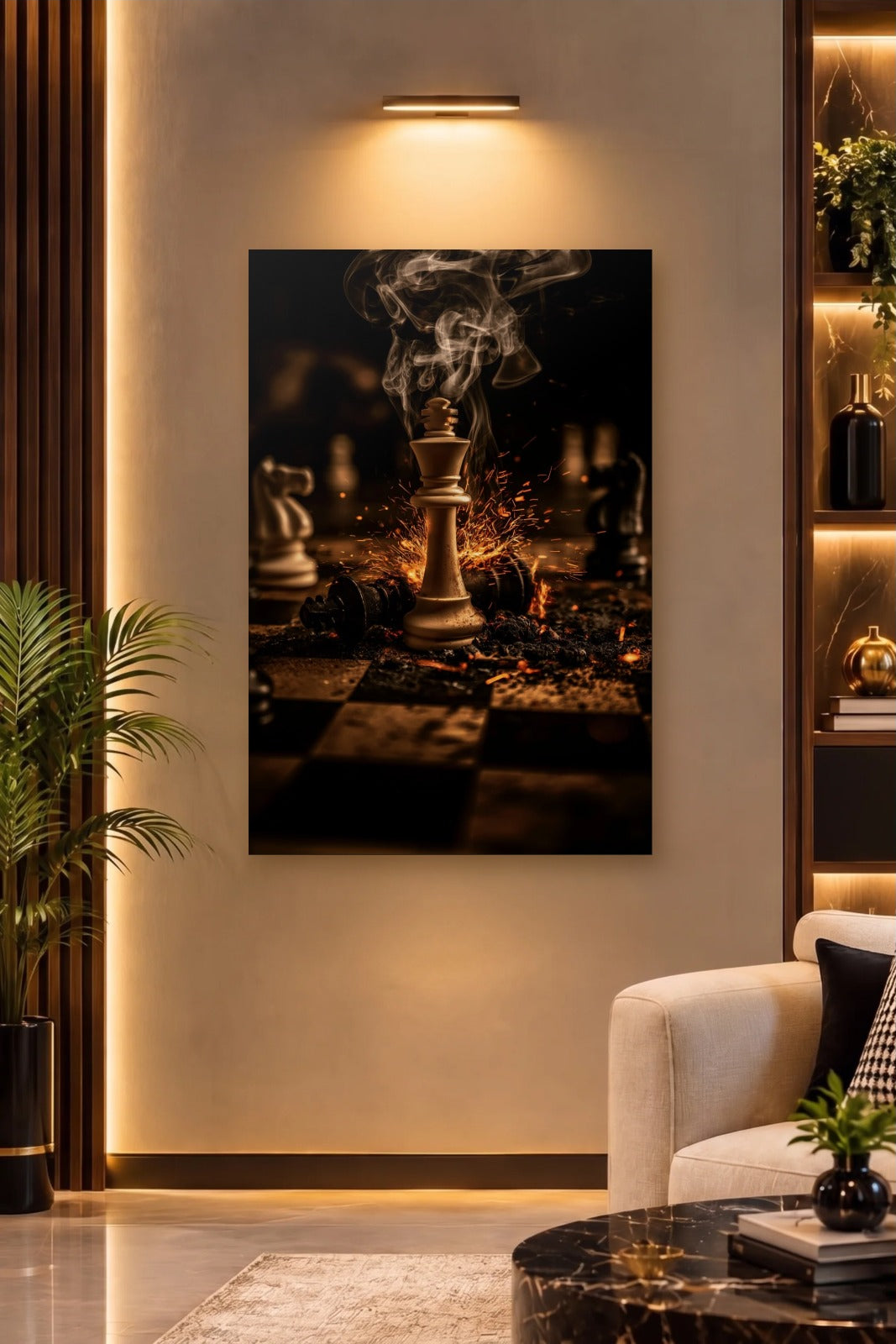 Luxury Art acrylic wall art on a warm-lit luxury wall
