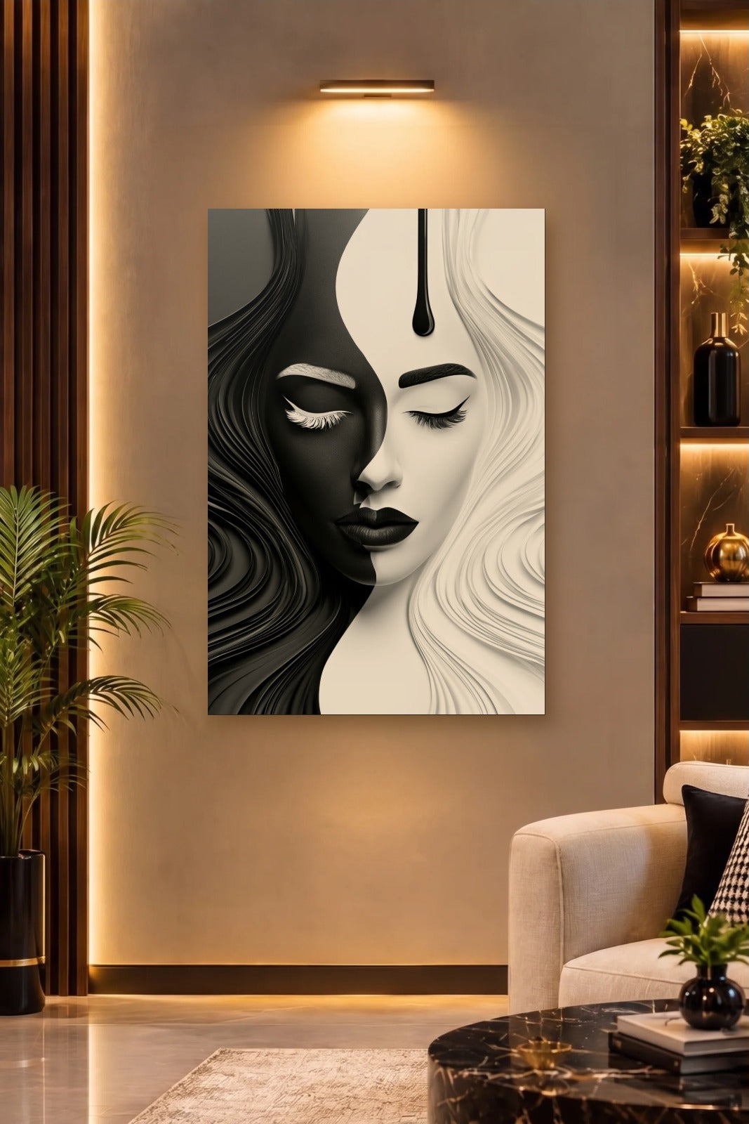 Expressions Art acrylic wall art on a warm-lit luxury wall