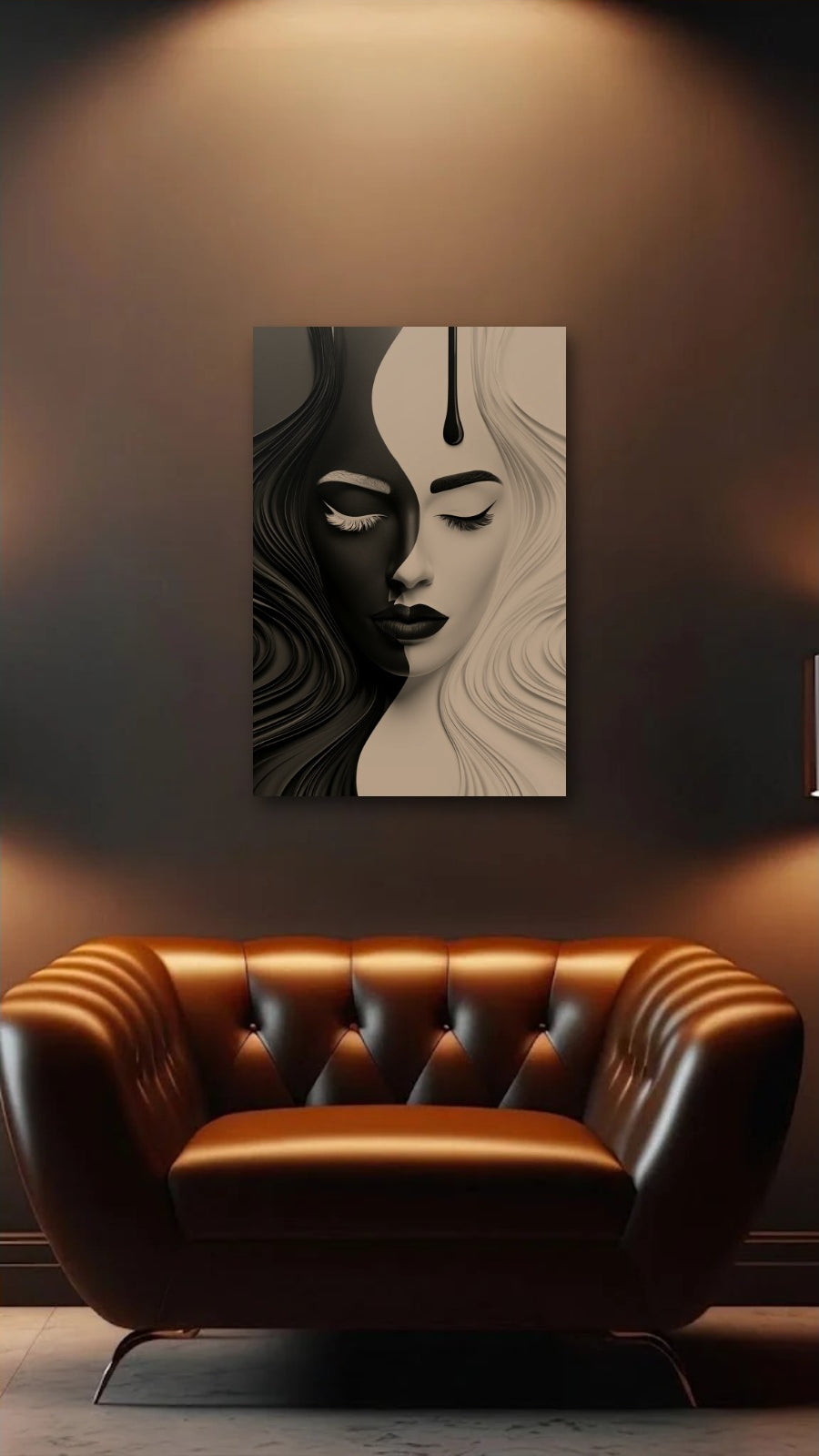 Expressions Art acrylic wall art above a leather armchair