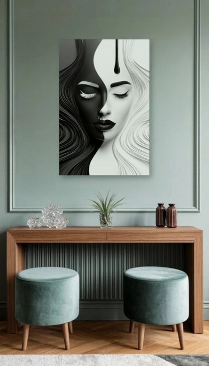 Expressions Art acrylic wall art above a wooden console
