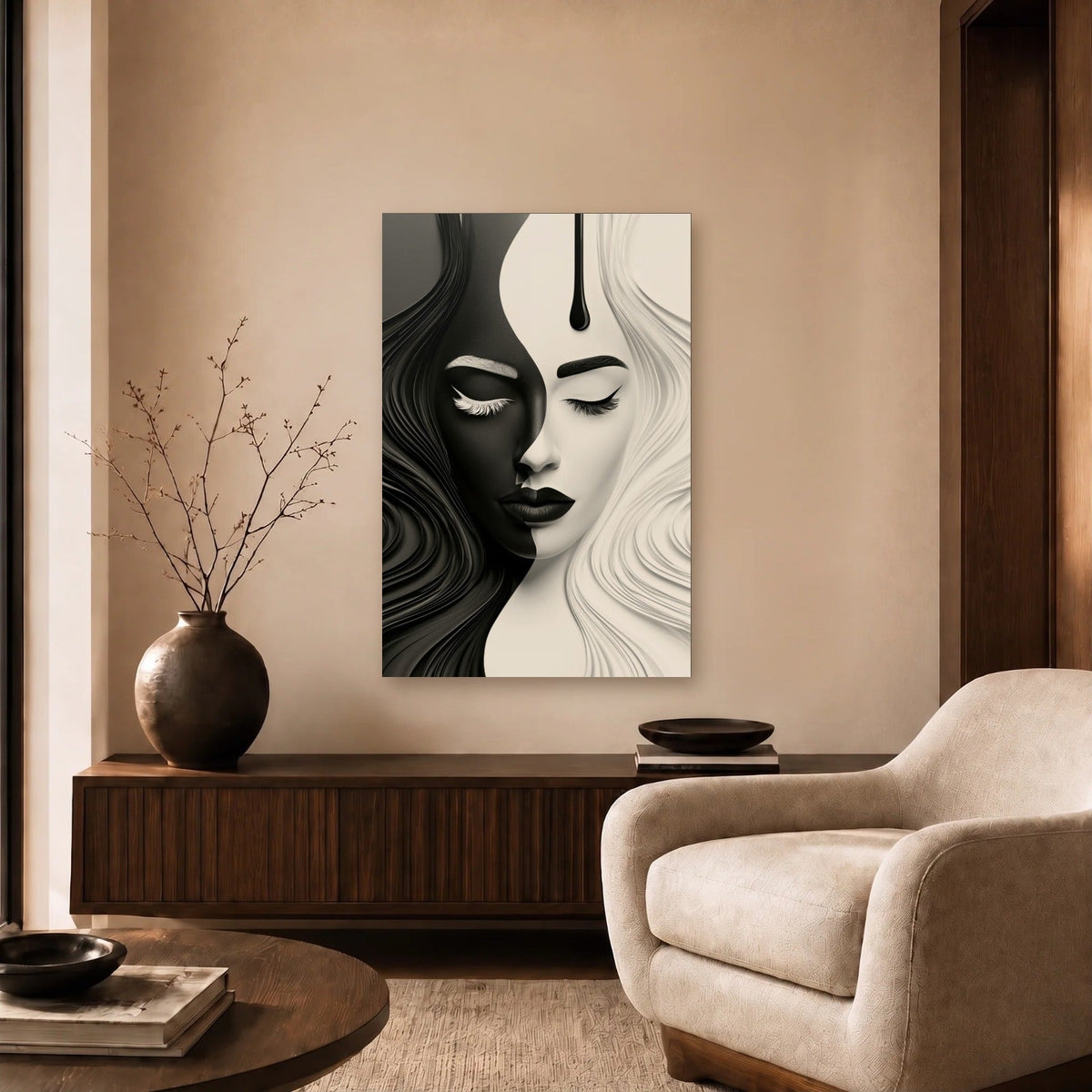 Expressions Art acrylic wall art in a beige living room